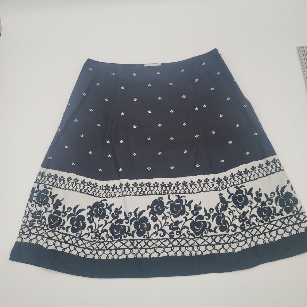 Villager Liz Claiborne Skirt Women Black White Floral A-Line Fairy Whimsy Goth 8